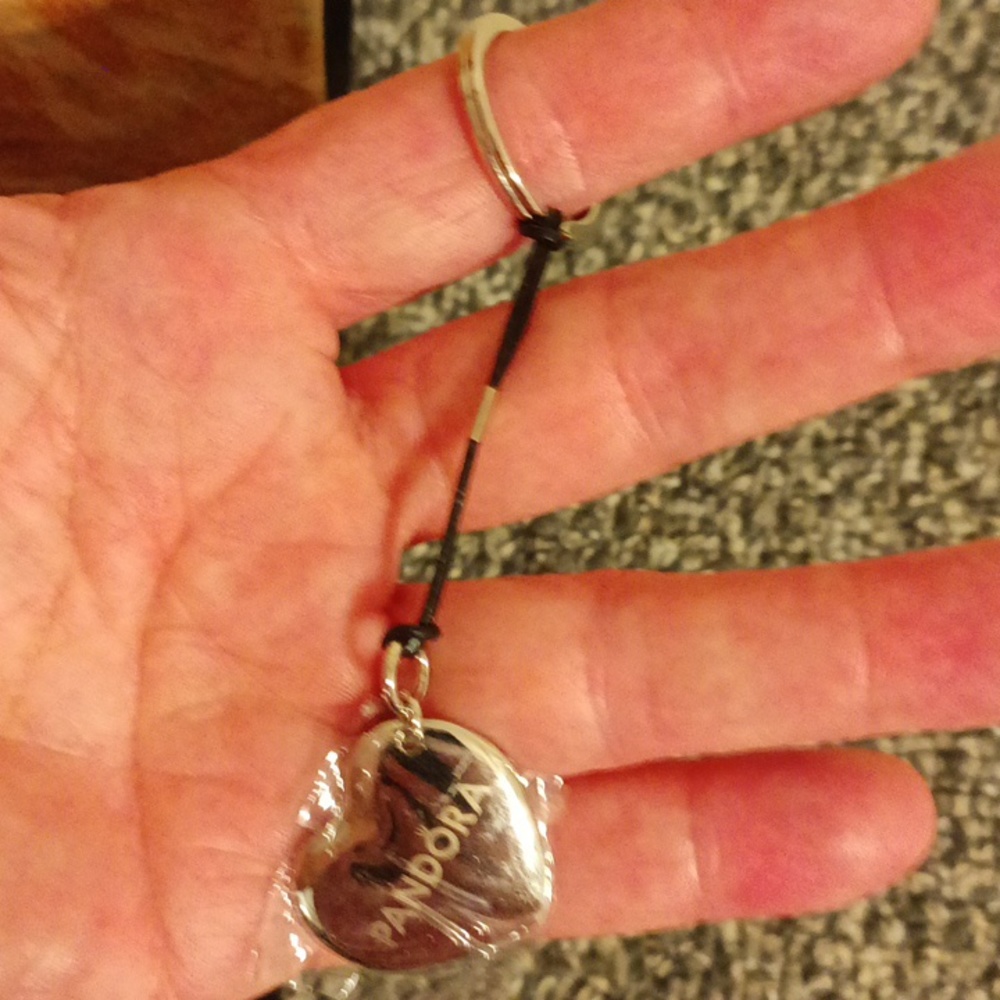 Pandora silver tone heart key ring